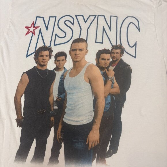 NSYNC Backstreet Boys Shirt Large Fitted Cotton Crewneck Graphic Distressed - Picture 4 of 8